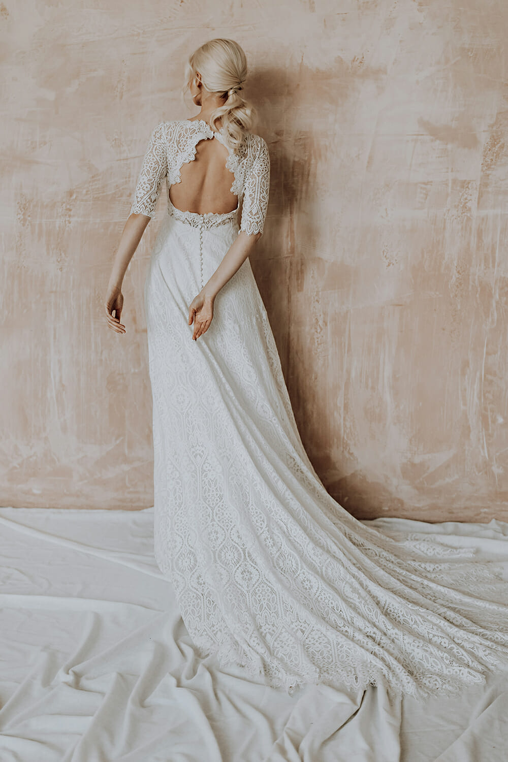 chinese dress ladies Wedtrend Women High Neck Wedding Dress With Lace A-Line Long Sleeve Ivory Modest  Bridal Dress  Wedtrend UK